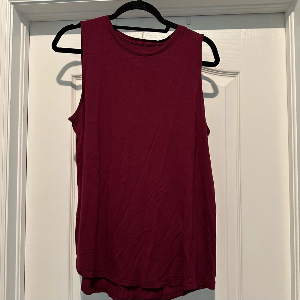 A New Day Red Sleeveless Tee with Classic Crew Neck